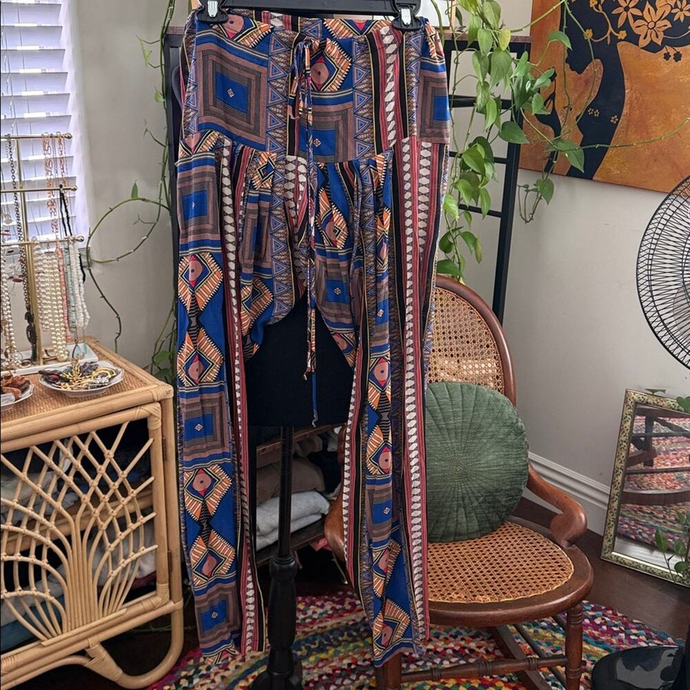 TYSA Multicolor Boho Geometric Hippie Drawstring Harem Pants